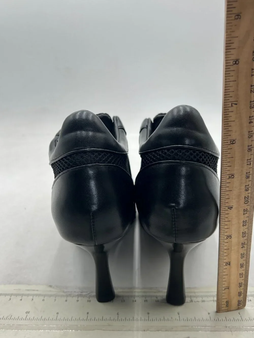 Black Sneaker Heels for Women High Heel Tennis Dressy Round T-Toe Comfort Shoe